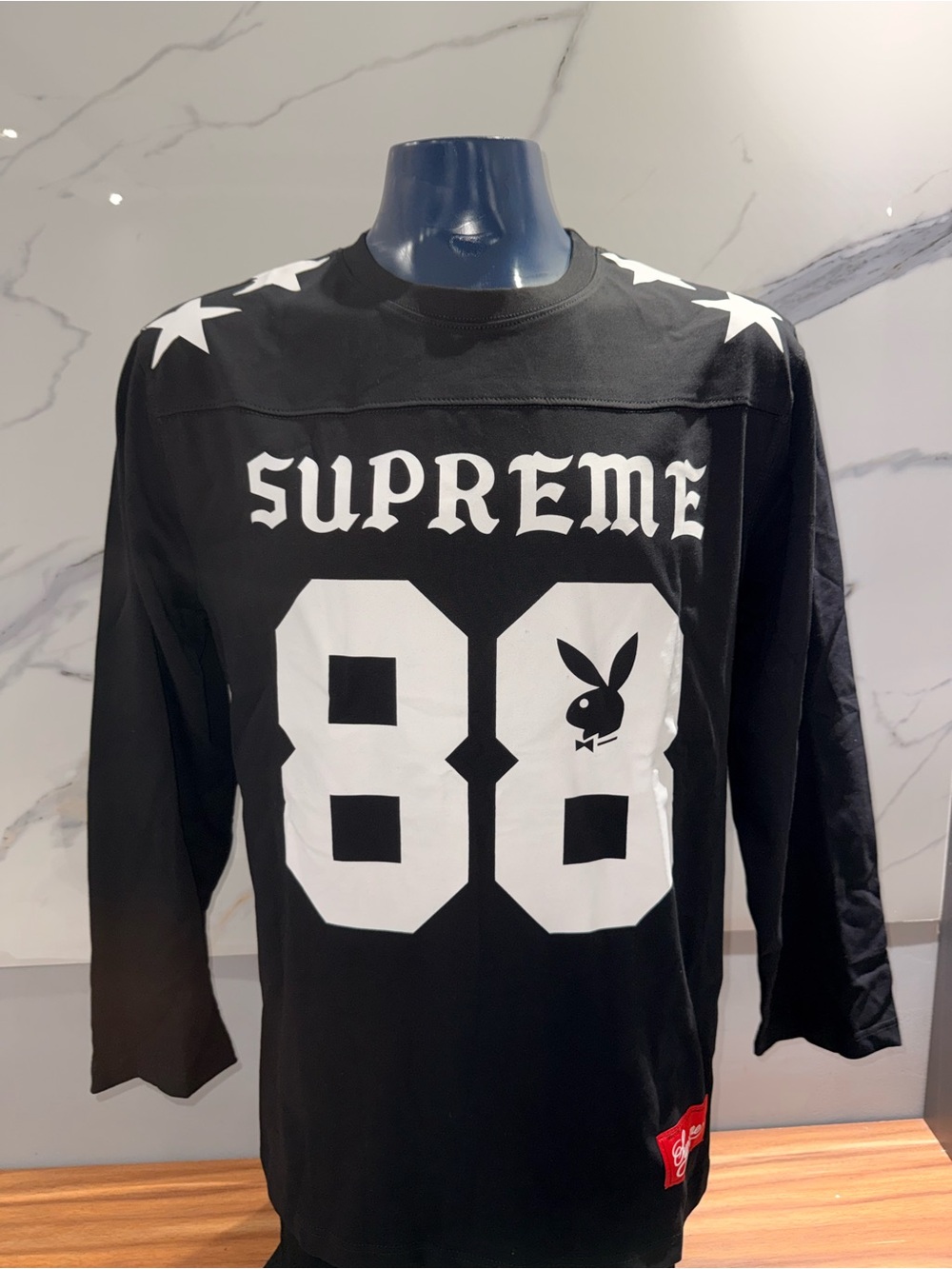 Supreme Black & White '88' Long-Sleeve Jersey size Medium (reduced Xl fits M)